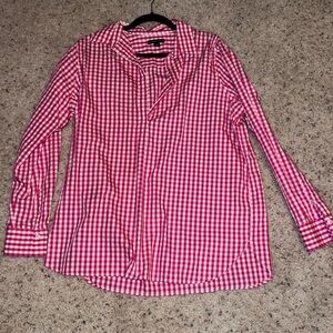 Lands' End Pink and White Gingham Button-Up Tunic